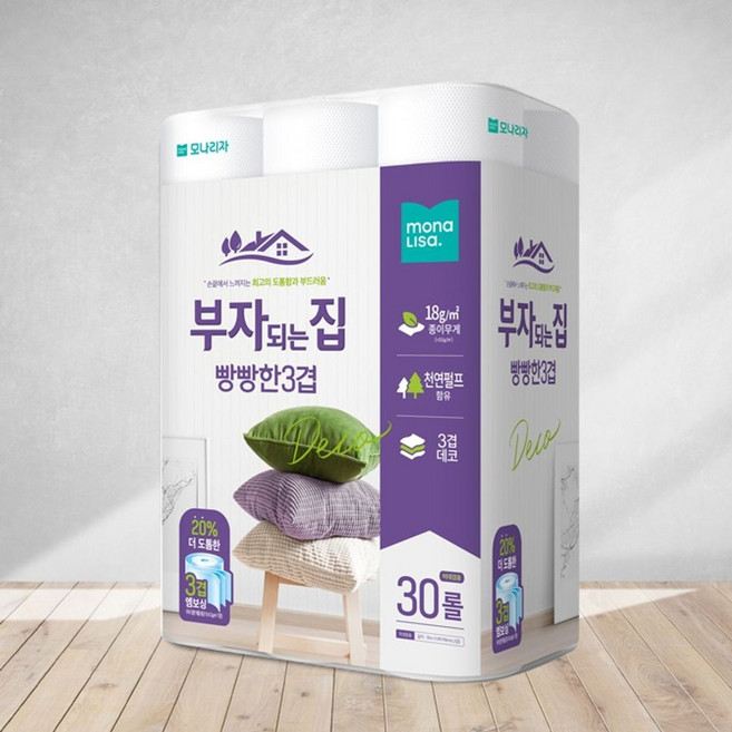 모나리자 부자되는집 두루마리 화장지 3겹 30m 30롤 azi*23869qG, 30m30롤