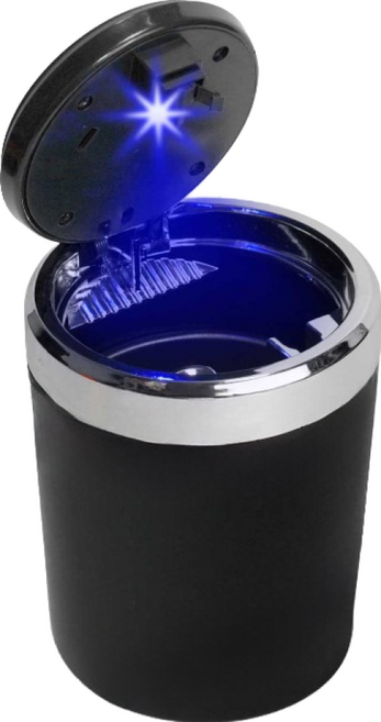 Xilla LED 車用煙灰缸 阻燃密封設計 大容量, 酷炫黑, 1個