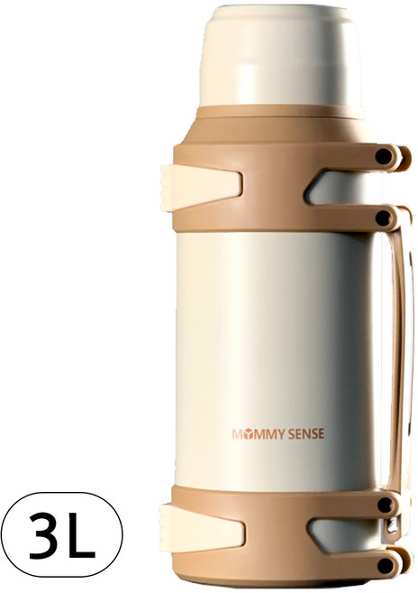 3리터 대용량 강력 보온병 스테인리스 텀블러 3L 대형 물통 보냉 보온 캠핑 운동 등산 용 물병 헬스 다이어트 워터 보틀, 본품+전용 스트랩+전용 세척솔, 1개