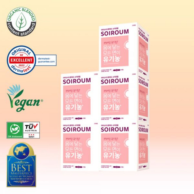 아이소이 5팩 소이로움 프리미엄 순면생리대 슈퍼롱 오버나이트6P, [세트] 오버나이트(6P) 5팩, 오버나이트/슈퍼플러스, 6