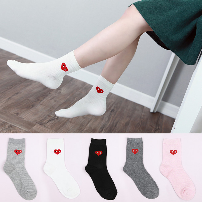 양말대통령 여자 하트 골지 중목 양말 1켤레 국내제작