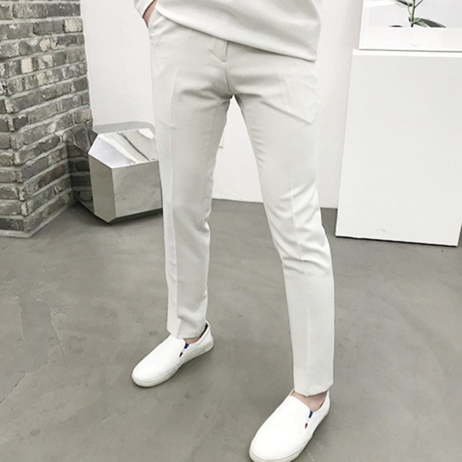 용된다 남자 내츄럴 스판 일자 10부 롱 슬랙스