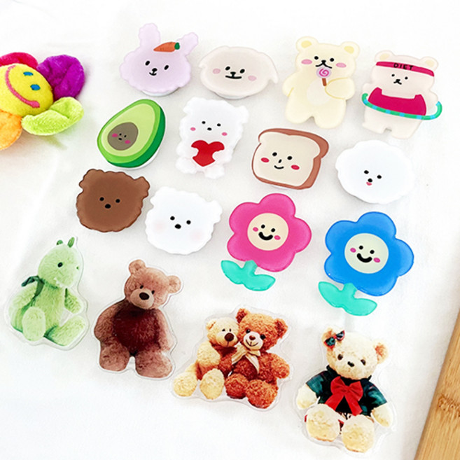 자체제작 캐릭터 곰돌이 강아지 그립 스마트톡 휴대폰 거치대, 확인했습니다, 33.뚠뚠이3(베이지), 1개