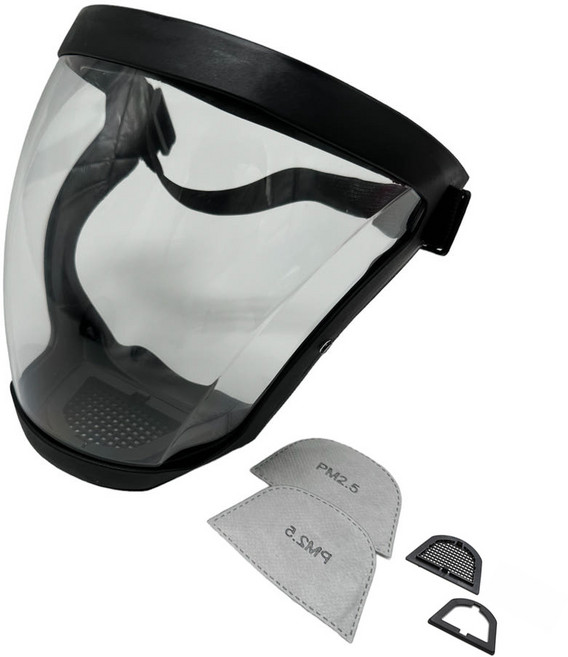 코스토프 필터형 예초기 벌초 투명 마스크 작업보안경 안면보호구 풀페이스 보안면, 1세트, 블랙