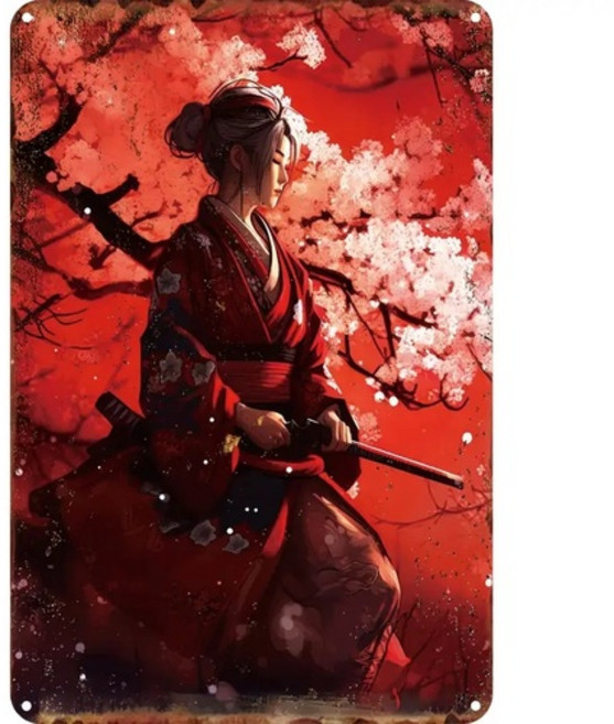 일본 여성 사무라이 벽걸이 장식 소품 시리즈 3, B