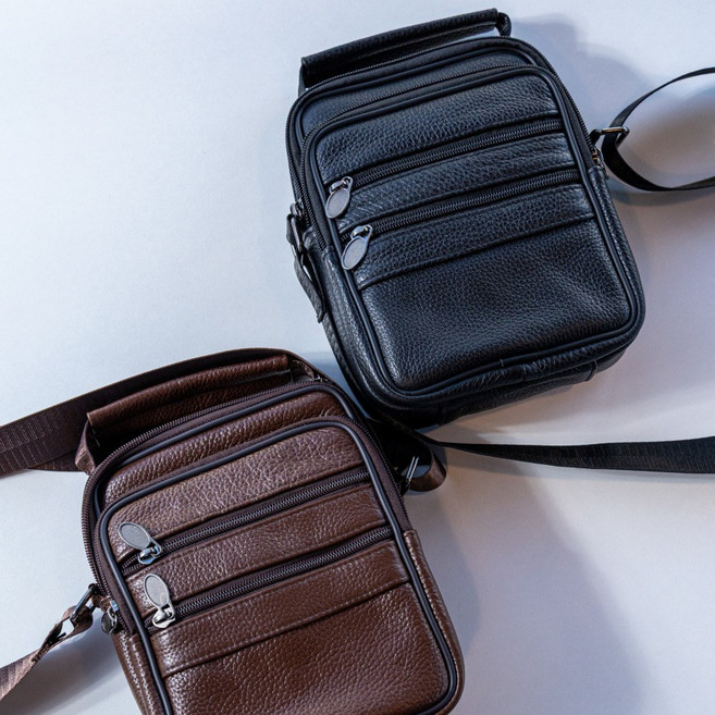 끄앤브 남성 미니 가죽 크로스백 바디백 가방