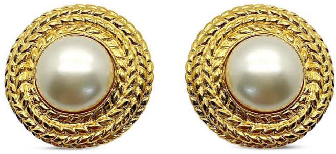 샤넬 중고 1970's 펄 장식 이어링