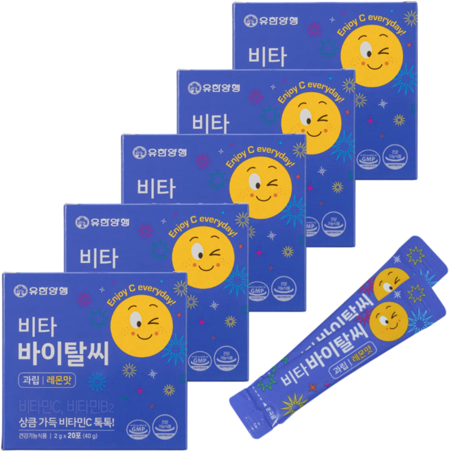 20포5개/유한양행 비타 바이탈씨 과립 레몬맛 2g 분말형 비타민C, 20회분, 5개