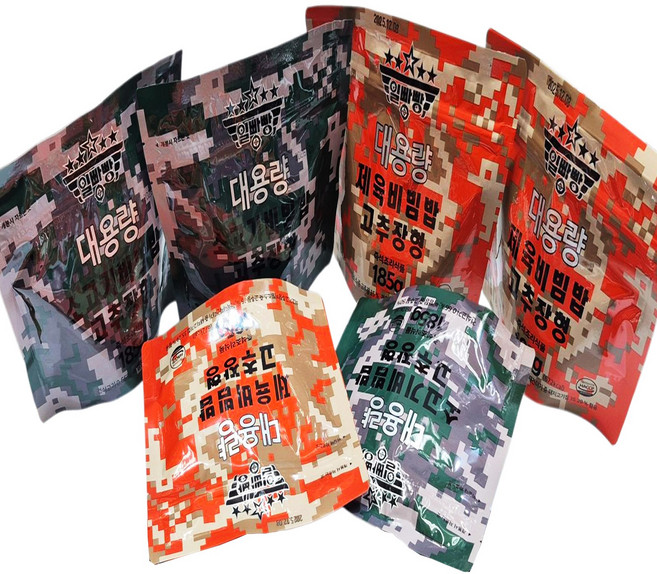 일빵빵 대용량 전투식량 비빔밥 6개세트 비상식량 (대용량 소고기 3개+대용량 제육 3개), 1.11kg, 1세트