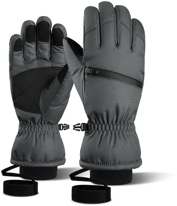 오제로 카드수납 스마트터치 스키 보드 장갑, 다크 그레이, 1개