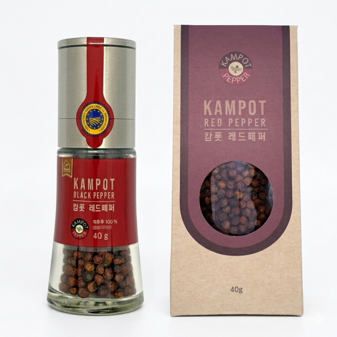 캄폿 라플랜테이션 레드페퍼 통후추 그라인더 40g 리필 40g 2개번들 적후추 LA PLANTATION, 1세트, 80g