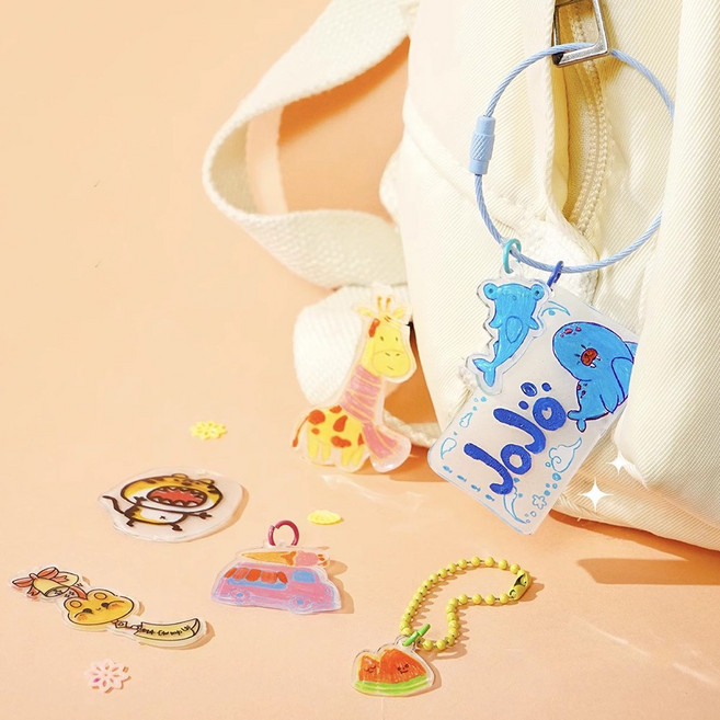 투데이리빙 12p 세트 키링 만들기 수축 페이퍼 + 야광 마법 종이 줄어드는 필름, 12장, R89200A(화이트