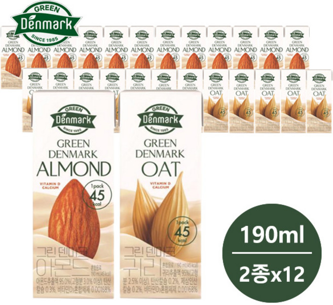 동원 그린덴마크 190ml 귀리12+아몬드12 24개 무료배송/비건음료/아침식사대용/포스트바이오틱스