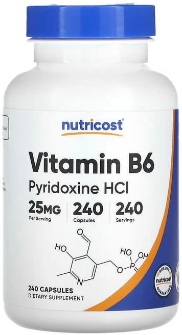 Nutricost 비타민B6 피리독신 HCl 25mg 캡슐 240정 NCS-67482, 1 - 쿠팡