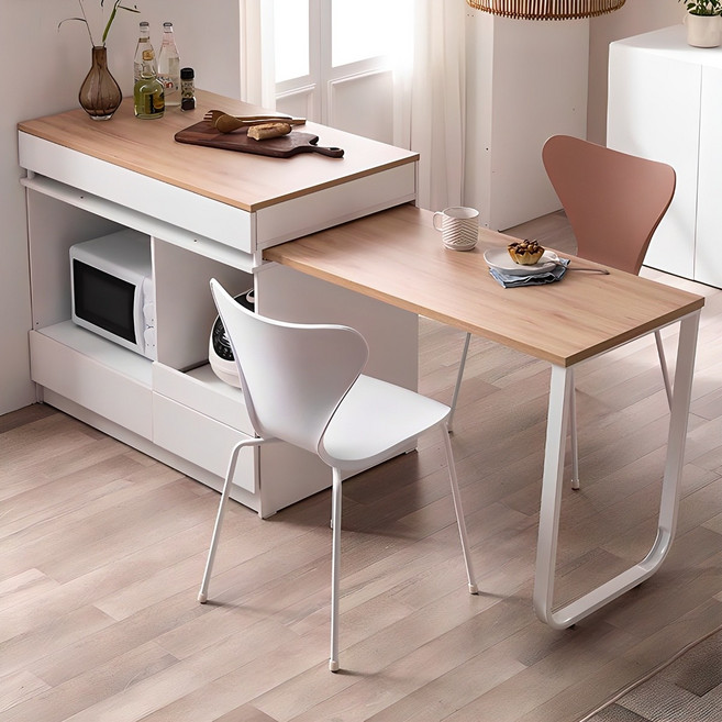 삼익가구 카모메 확장형 C타입 렌지대형 아일랜드 식탁 방문설치, 화이트