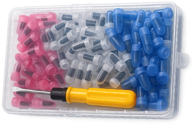 타이어 펑크 수리 나사형 지렁이, 대 30개, 중 30개, 소 40개, 1세트