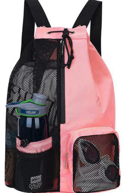 網狀運動背包 側袋設計 方便攜帶水瓶, 粉色
