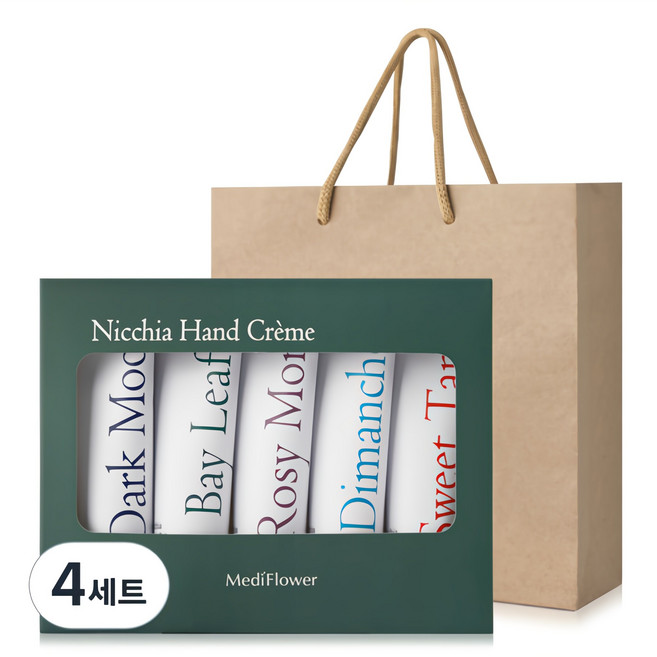 메디플라워 니치아 핸드크림 5종 선물세트 + 쇼핑백, 250g, 4개