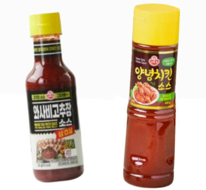 오뚜기 와사비고추장소스 +양념치킨소스(매콤달콤한/다양하게 활용/든든한 양념 소스/새콤달콤한 토마토 케첩/튀긴 닭 요리 튀김 떡꼬치 등), 1개, 490g