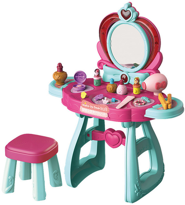 조립하기 쉬운 어린이 화장대세트 여아선물용 메이크업 데스크 장난감 미끄럼방지 안전설계 미용놀이, 1개, 혼합색상