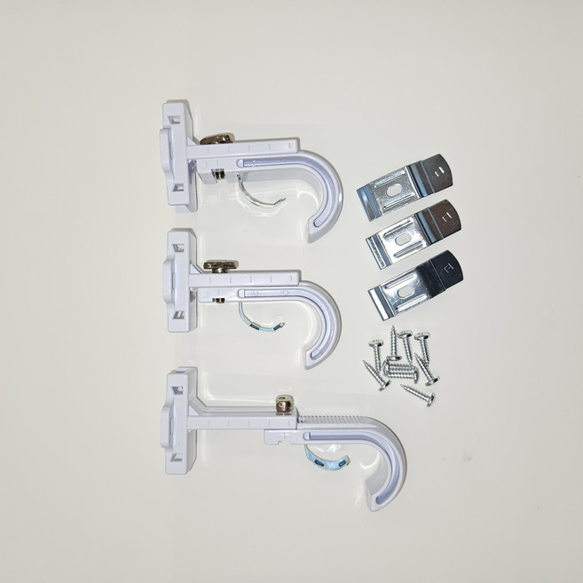 커블 플라스틱 커튼봉 조절브라켓, 1개, 화이트25MM 1set