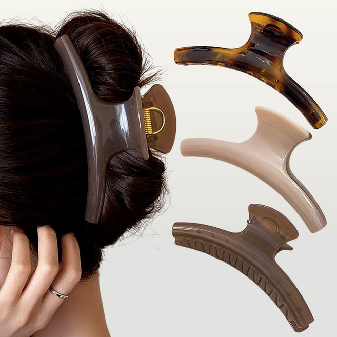 (3p세트) 특대형 15cm 유광 무드올림머리 헤어집게핀