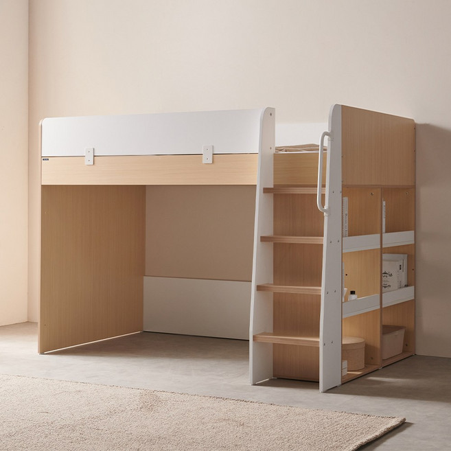 더끌림 스토리쥬4 수납 벙커침대 프레임 IKST401 보강대 방문설치, 화이트 + 메이플