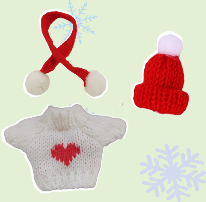 티니숲속 모루인형 꾸미기 10종 소품 코디 세트 인형 옷 입히기, 1개, 하트니트