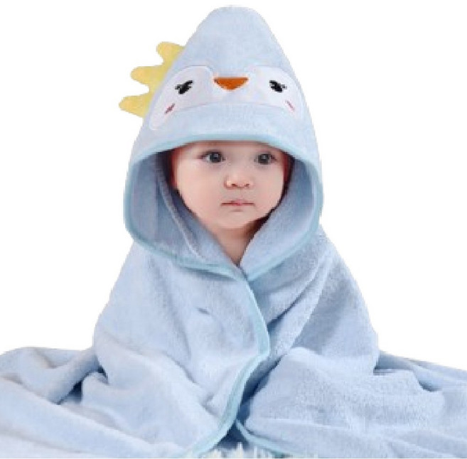 mommywant 連帽浴巾, 藍色企鵝, 1套