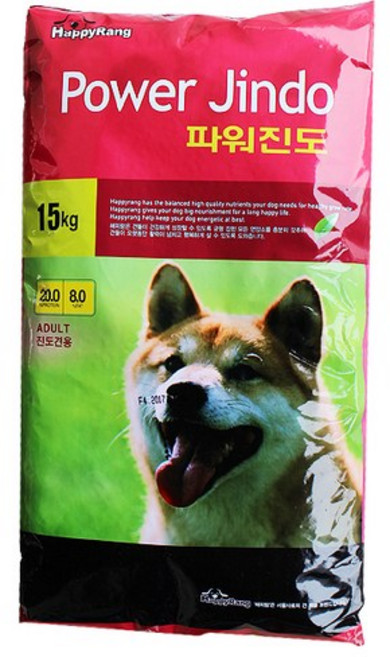 해피랑 파워진도 애견사료, 1개, 곡물, 15kg