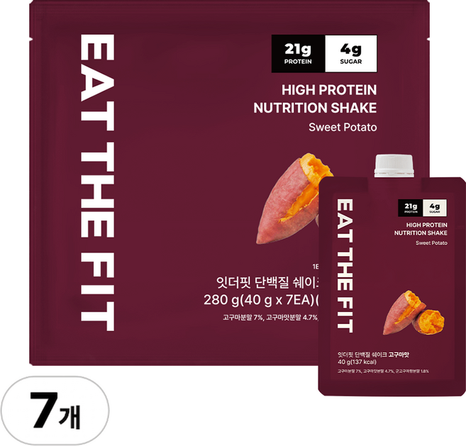 잇더핏 단백질 쉐이크 1주플랜 고구마맛, 40g, 7개