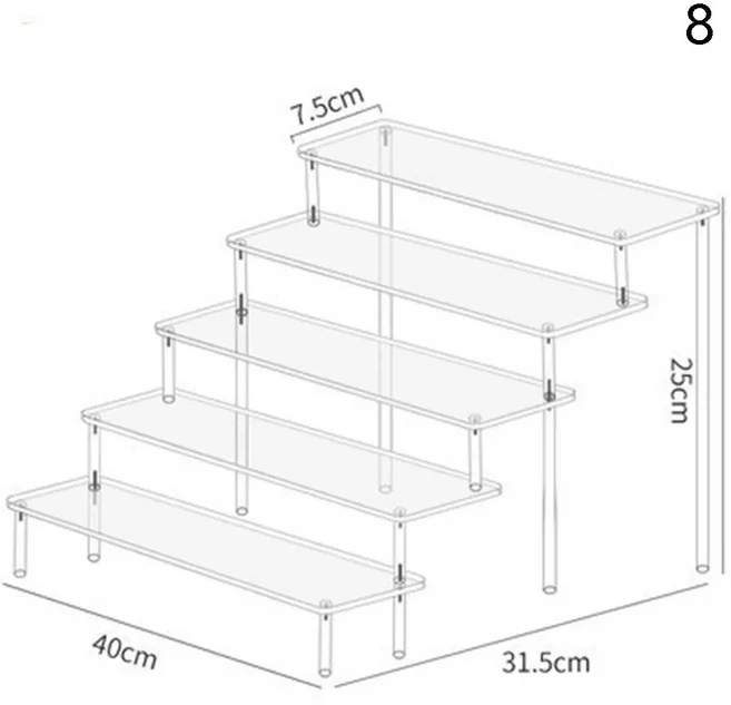 1에서4 단 아크릴 디스플레이 스탠드 튼튼한 랙 컵케이크 향수 인형용 투명 사다리꼴 블라인드 케이스 보관, 12 8
