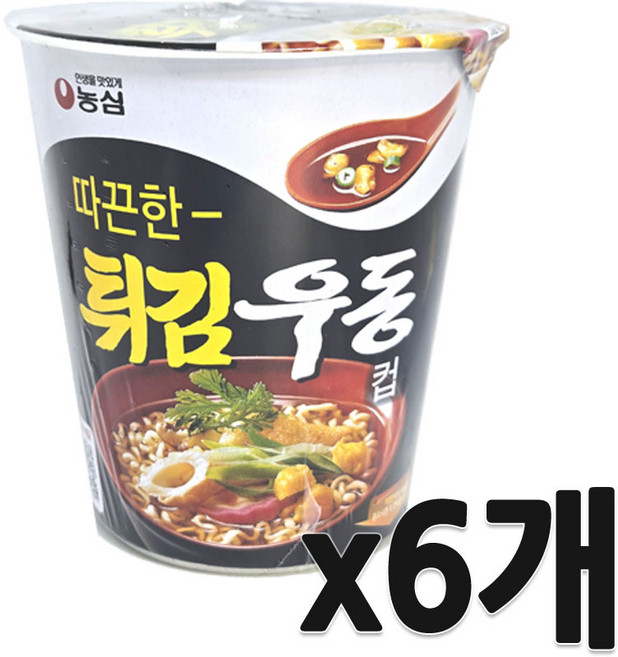튀김우동 컵면, 62g, 6개