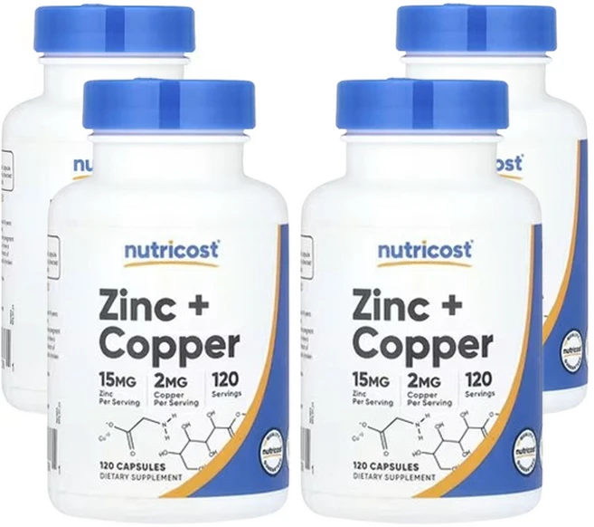 뉴트리코스트 아연 + 구리 120캡슐, 4개, 120정 - 쿠팡