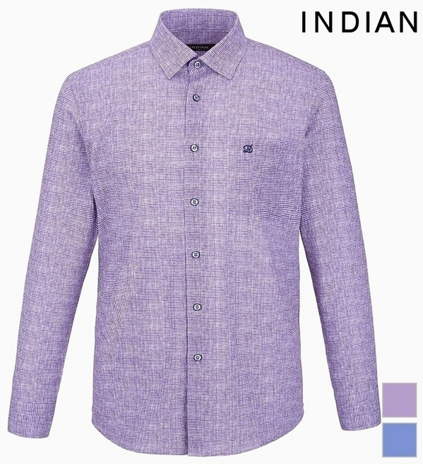 [INDIAN] 써커 솔리드 프린트 긴팔셔츠_MITNLXS1111