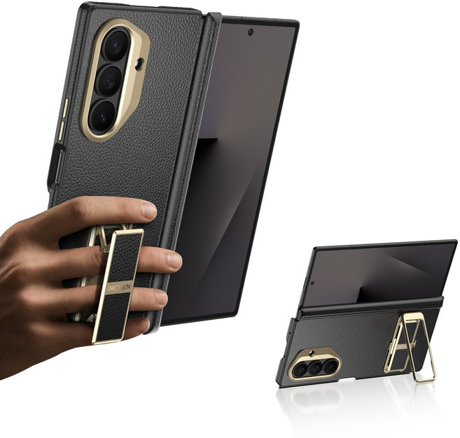 비즈니스 삼성 폴드 케이스 힌지보호 힌지보호 기계식 스탠드 달린 핸드폰 케이스 풀커버