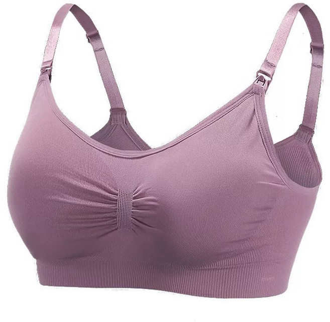 無鋼圈孕期哺乳內衣 單手開扣 舒適透氣 U型美背 夢幻紫 M碼