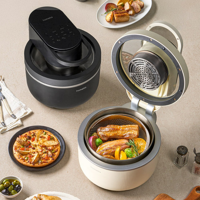 홈리아 5L 저소음 올스텐 에어프라이어 간편 청소 HA-LVG-11A, 크림화이트