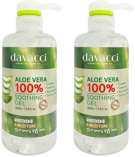 다바찌 알로에 베라 100% 수딩젤 500ml x2개 추출물, 2개
