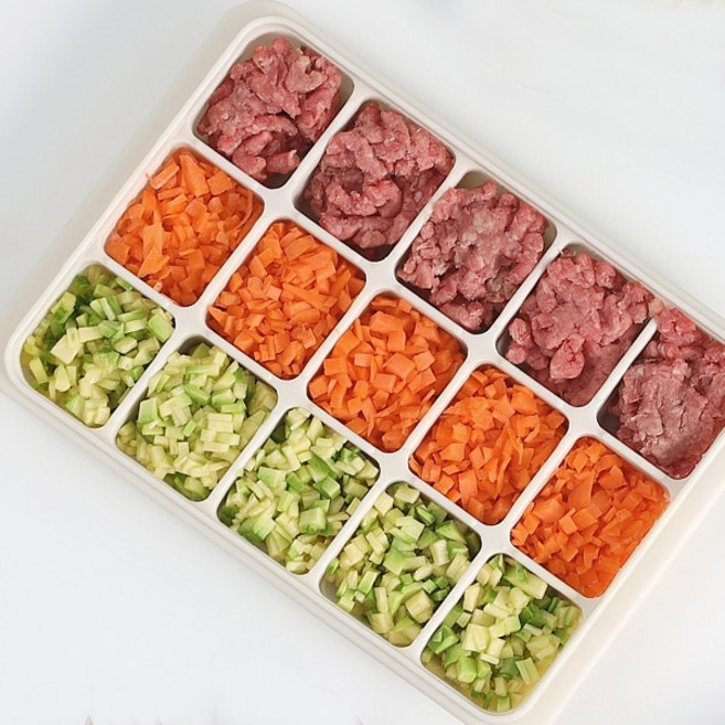 국산 실리콘 이유식큐브 보관용기, 20ml, 아이보리 15구, 1개