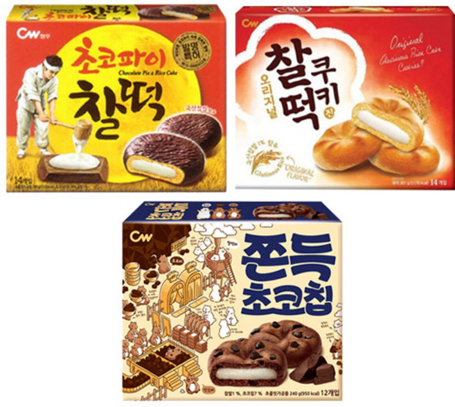 청우 찰떡쿠키 215g+초코파이 찰떡 215g+쫀득 초코칩 240g, 1세트, 215g