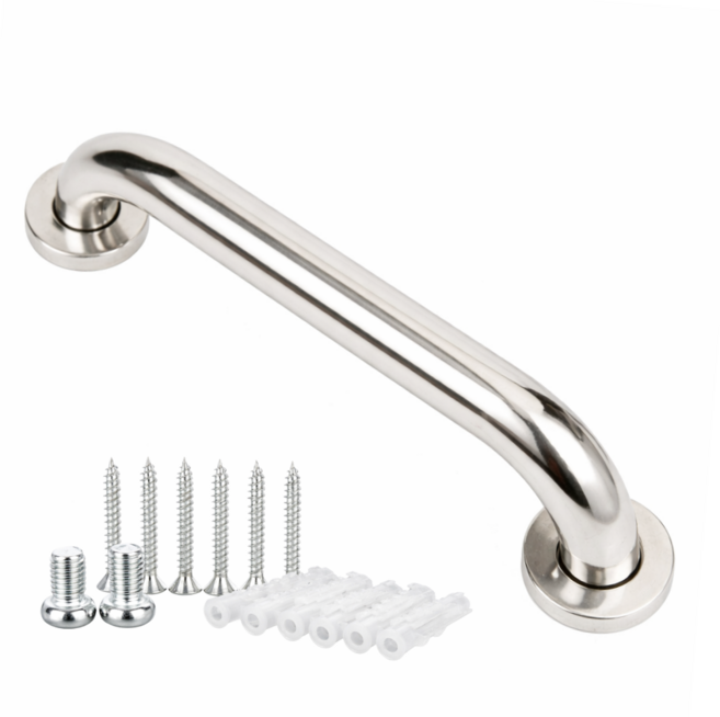스테인리스 욕실 안전바 화장실 손잡이 미끄럼방지 벽부형 보조손잡이, 실버, 1개