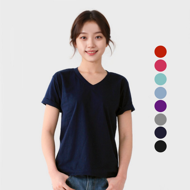 반팔 DM 브이넥 티셔츠/30수 순면 무지티 남녀공용