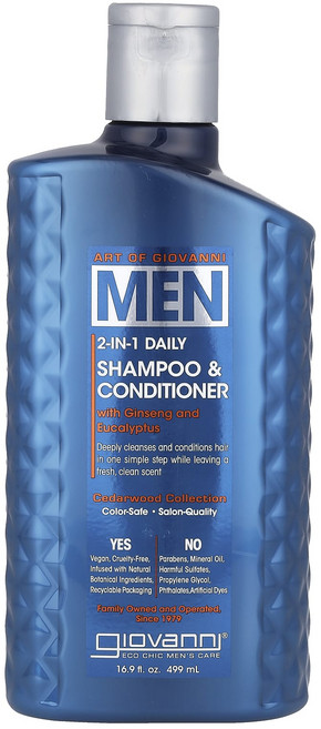Giovanni Art Of Giovanni 남성용 투인원 데일리 샴푸 & 컨디셔너 인삼 및 유칼립투스 함유 499ml (16.9fl oz), GiovanniArtOfGiovanni남성용투인원데일리