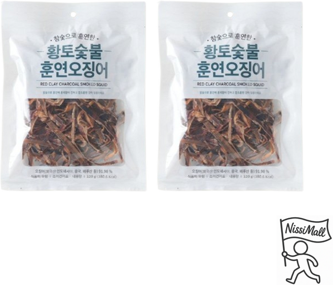 참숯 오징어채, 2개, 120g