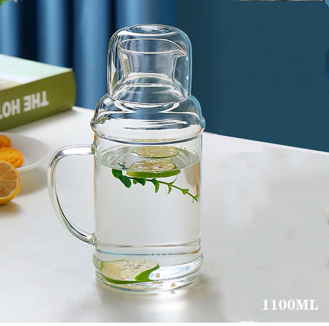 日式玻璃冷水壺套組，1100ML 容量，可直火加熱, 透明色1100ML單壺, 1套, 1100L