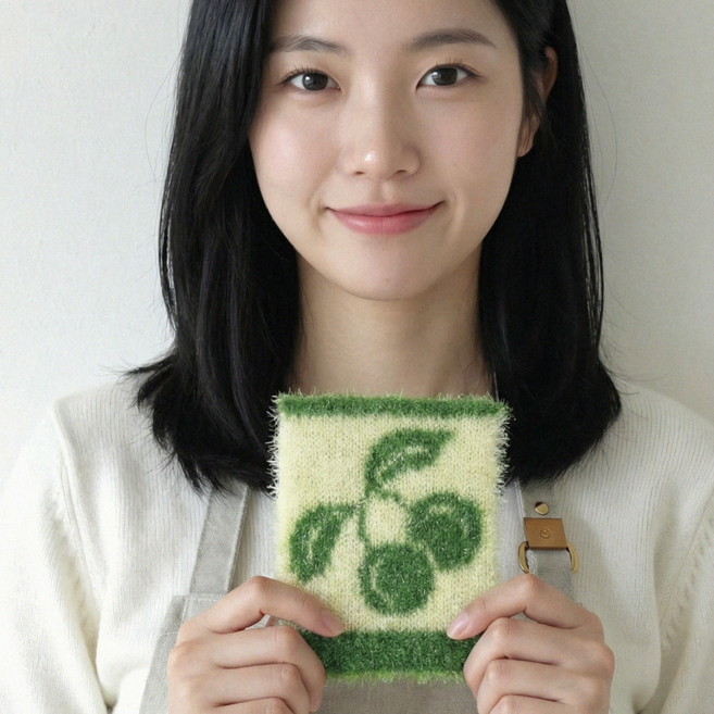 쏠룹 국산 니트 주방 수세미, 1세트, 5개, 그린(주방)