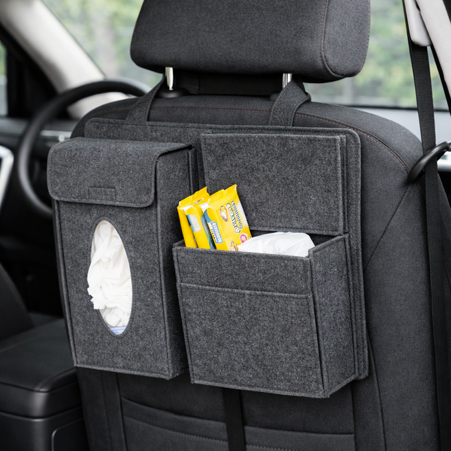 코지데이즈 차량용 걸이형 다용도 정리함 헤드레스트 뒷좌석 수납, 그레이, 1개