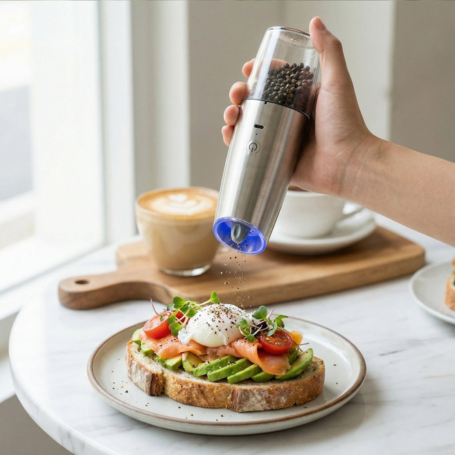 ROYAI ONE 충전식 전동 후추그라인더 소금 후추 그라인더, 2개, 150ml