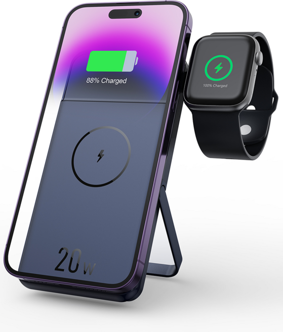 홈투홈 3in1 맥세이프 무선 보조배터리 10000mAh, 네이비